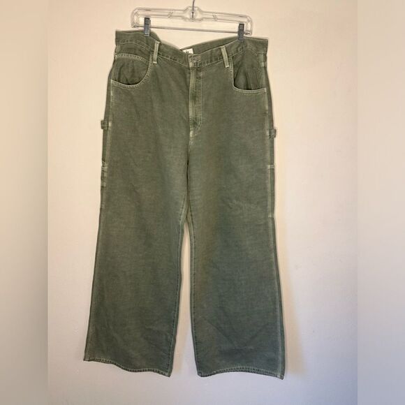 Agolde magda denim carpenter utility high-rise wide leg Jeans Women’s Sz 33 - Picture 2 of 8